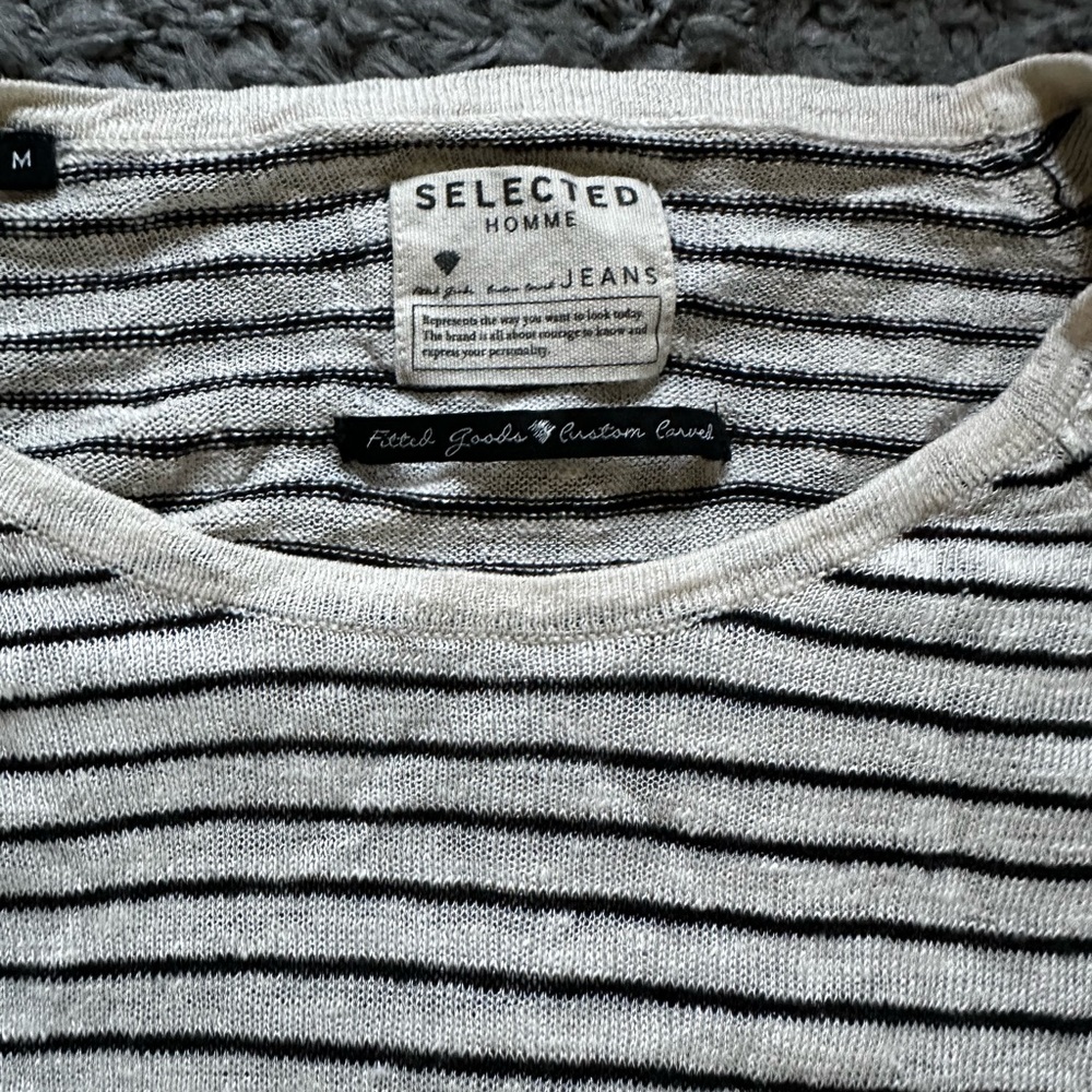 Selected linen L/S striped crew neck